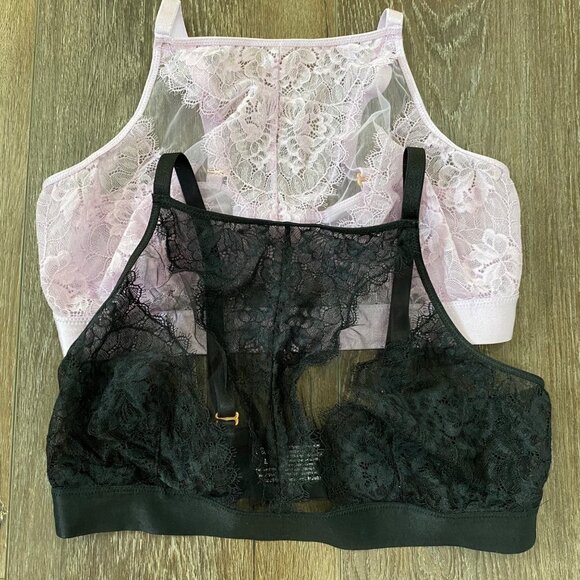 SOMA Set Of 2 Sheer Lace Bralette Tops Adjustable Straps & Back Hook Size Large - Picture 1 of 7